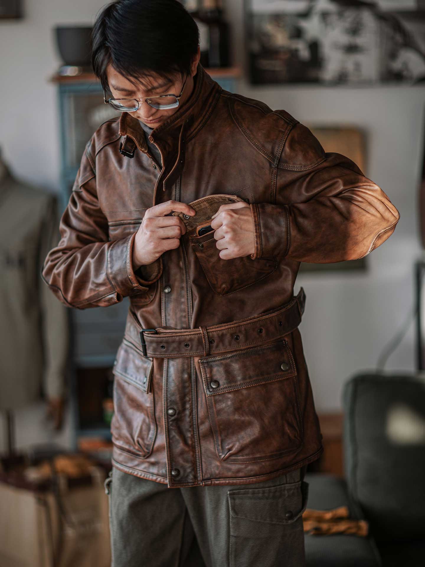 Motorcycle Jacket Belstaff Panther Jacket Cognac International