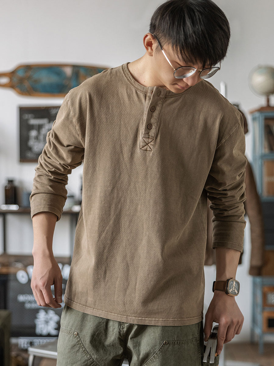 Vintage Long Sleeve Henley Shirt