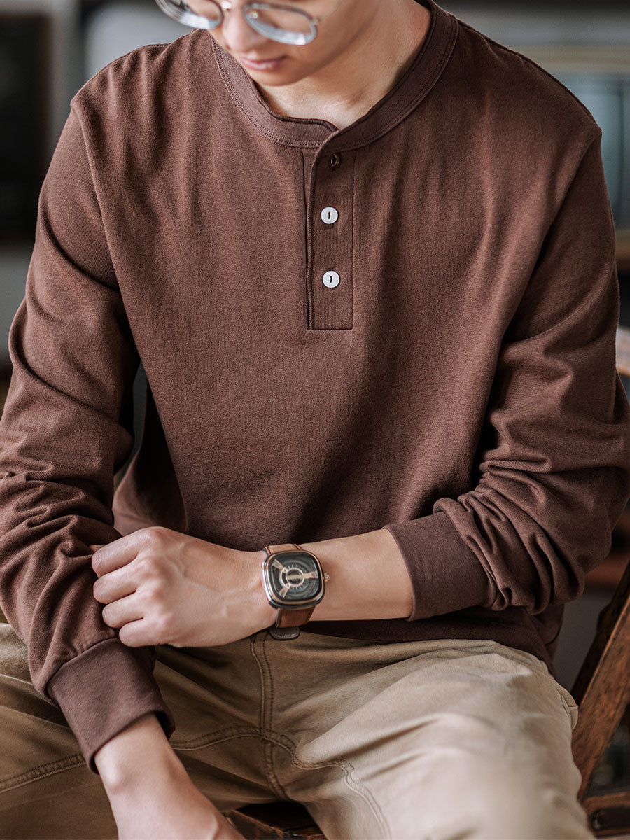 LONG SLEEVE HENLEY SHIRT