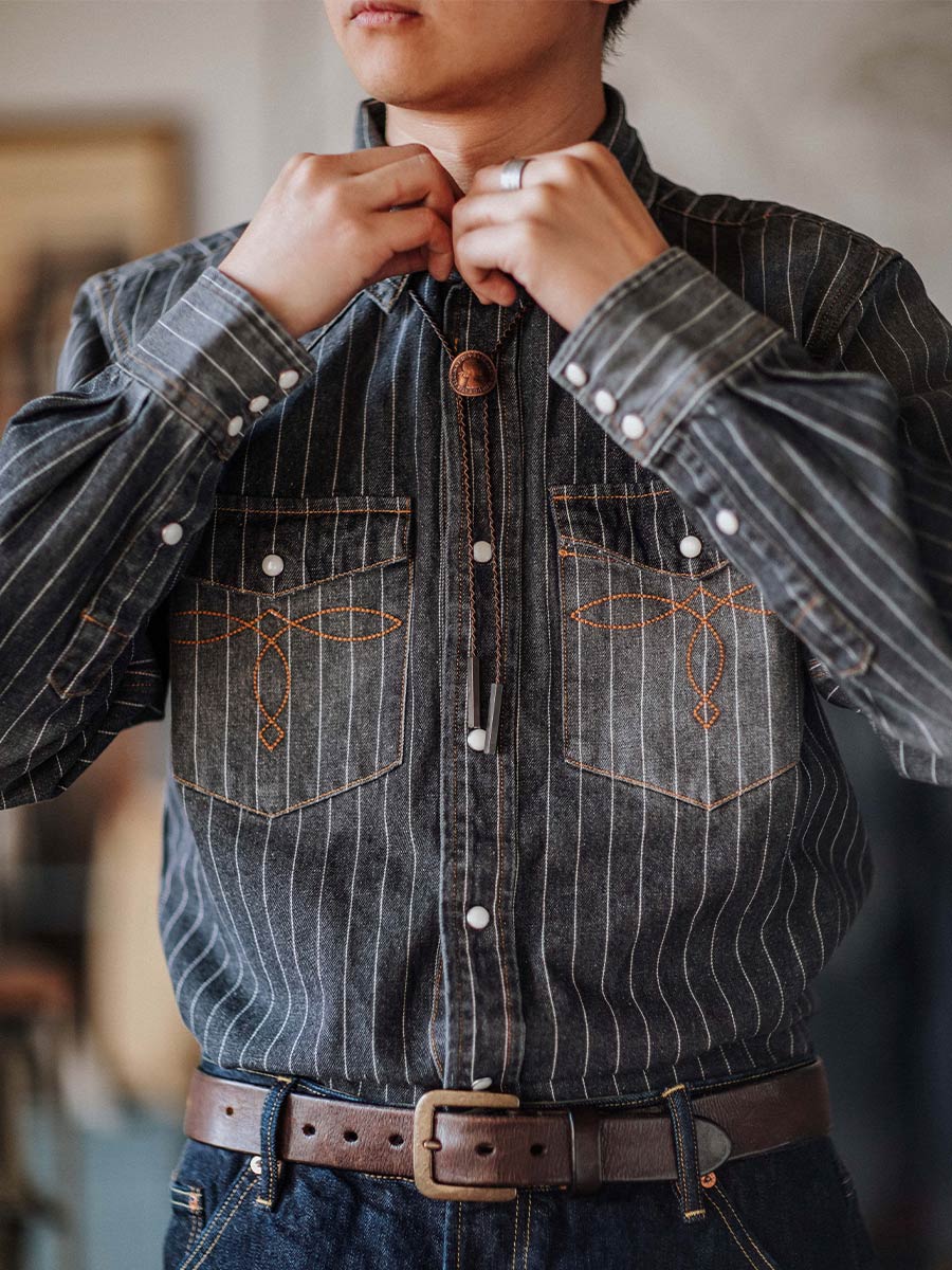 Striped Western denim shirt