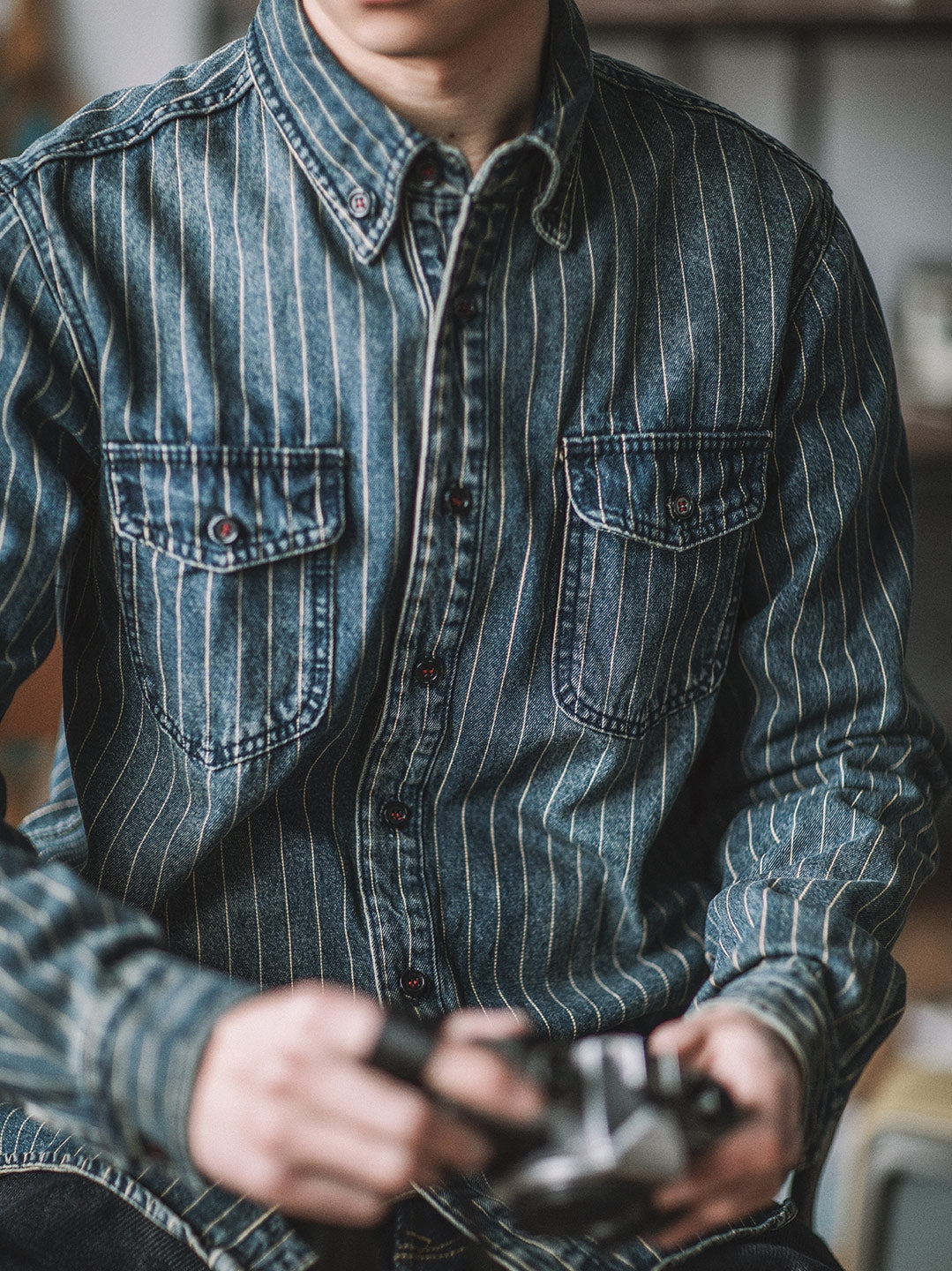 STRIPE DENIM SHIRT JACKET